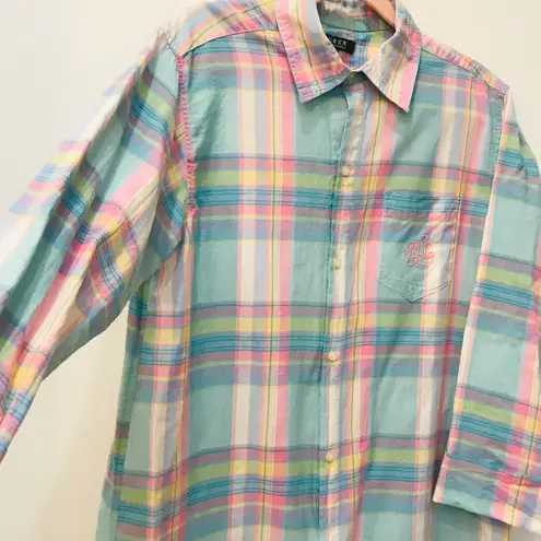 Ralph Lauren Lauren  Notch Collar Plaid Sleep Shirt sz small.