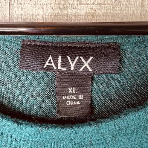 ALYX Size XL ALine Green Super Soft Sweater Dresss 3/4 Ruched Sleeves Ve…