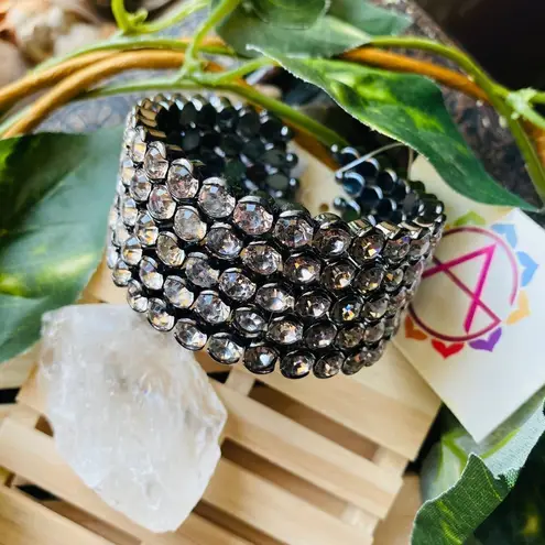 Amrita Singh Clear Austrian Crystal Gun Metal Cuff Gorgeous