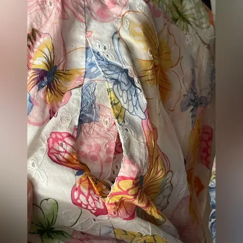 Alfred Dunner Eyelet Butterfly Lined Button Front Long Sleeve Jacket XL 16P EUC