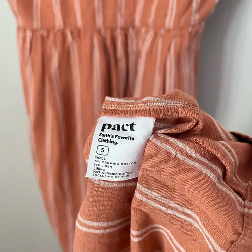 Pact Canopy Linen Organic Cotton Easy Tank Midi Dress Hermosa Stripe Orange S