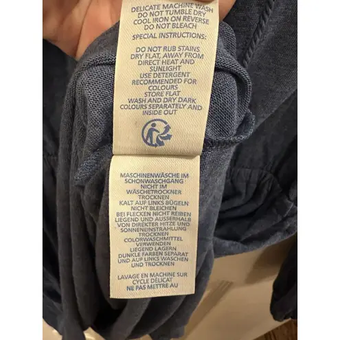 Boden USA BODEN Womens Blue Linen Dress Tassel Elastic Waist Soft Jersey Size 6R EUC