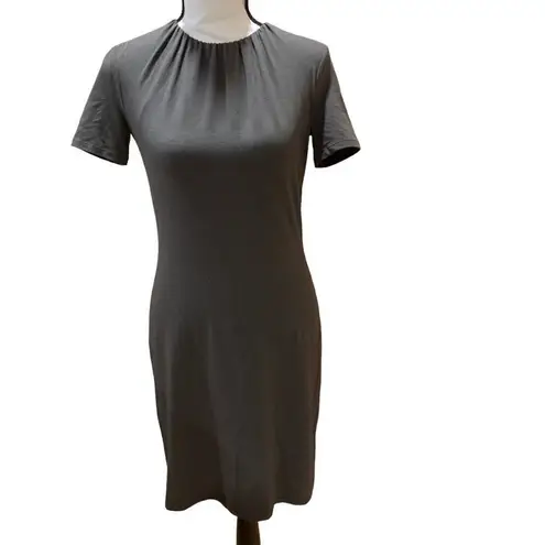 Theory  Dress Ash (Grey) Gather Tee Scoop Neck Short Sleeve Midi Dress, Sz P (XS)