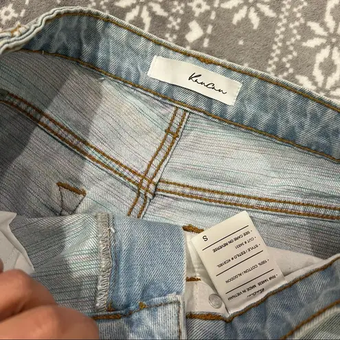 KanCan High Waist Distressed Cotton Candy Jean Shorts Fray Hem Color Thread Sz S Blue