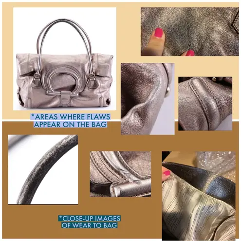 Salvatore Ferragamo METALLIC SILVER/BRONZE LEATHER FOLD OVER SHOULDER BAG