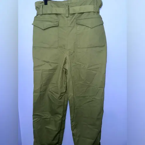Maje Wide Leg Belted 100% Cotton Green Cargo Pants NWT Skze 36 (US SMALL)