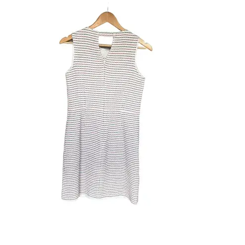 Brooks Brothers Sheath Dress Size 6 White Multicolor Striped Embroidered Classic