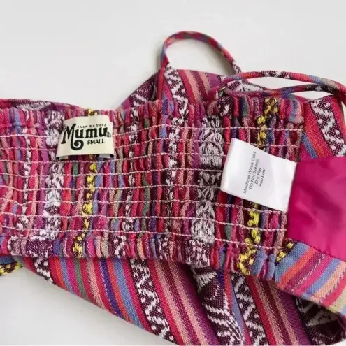 Show Me Your Mumu  Tai Bandeau Crop Top Size Small Piñata Pink Textile Festival