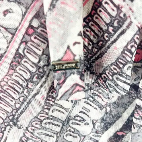 St. John Sport Mesh Sheer Abstract Print Long Sleeves High Neck Top Size Small