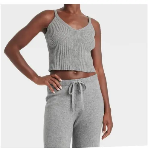 AUDEN Knit Set Gray Ribbed Loungewear Medium