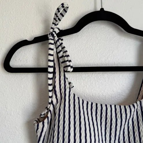 J.Crew NWT  Sz S Striped Tie-shoulder One-piece Swimsuit Antique Navy White CI335