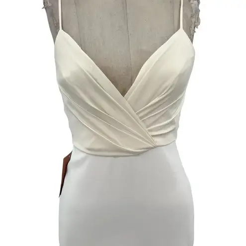 BHLDN Badgley Mischka Draped Top Crepe Skirt Gown Ivory White Size 0