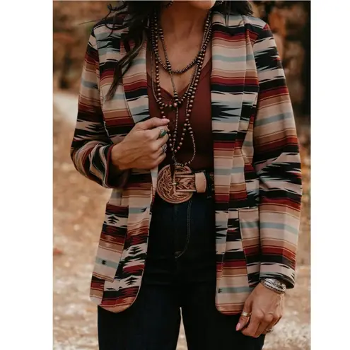 *RARE* Vintage Wool Aztec Blazer Jacket Red Size L