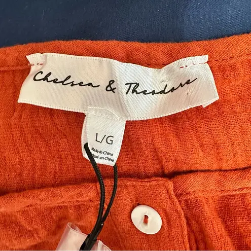 Chelsea & Theodore Orange 3/4 Sleeve Boxy Blouse Size L