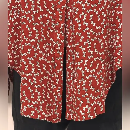 Faithfull the Brand Hosk Top Long Sleeve Pin Up Bow Red Size 4 Coquette Preppy