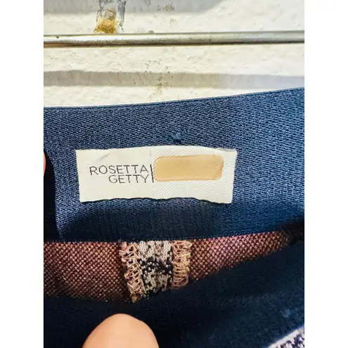 ROSETTA GETTY Poppy Plaid Pull On Flared Hemline Cropped Plaid Pants size Small Gray