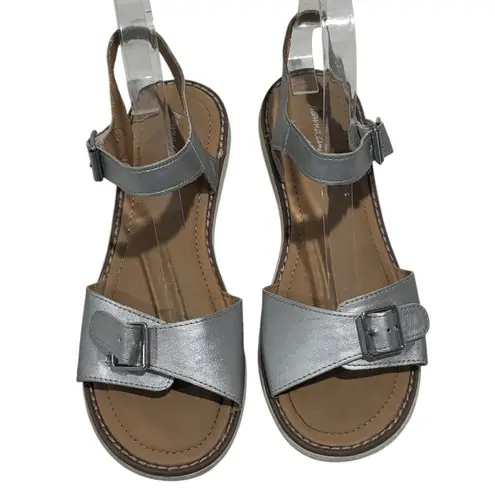 Hanna Andersson Silver Sandals Summer Buckle Open Toe Caty Size 5/6.5