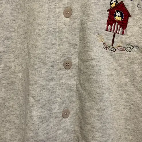 Vintage Top Stitch Button Down Sweatshirt Size Petite Medium‎ Gray - Image 4