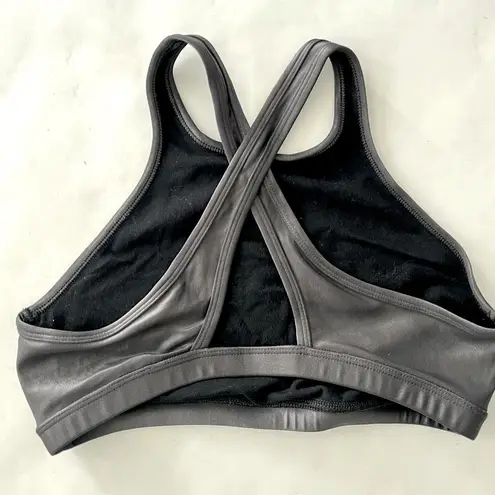 Beyond Yoga High Neck Crossback Metallic Chrome Sports Bra Size S