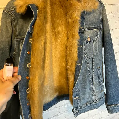 MOTHER Denim Mother Furry The Trucker Denim Jacket, S