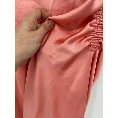 Smythe Rose Pink Asymmetric Satin Ruched Midi Skirt Size 6