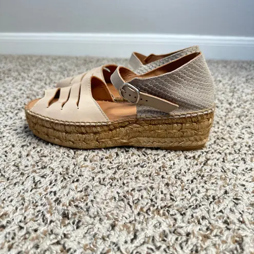 Anthropologie NAGUISA Silencio Platform Espadrille Sandals  Ecru Size 36 US 6