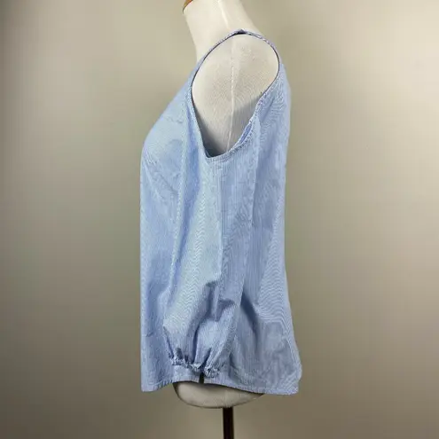 White House | Black Market  Top Womens 2 Blue Pinstripe Cold Shoulder 3/4‎ Sleeve