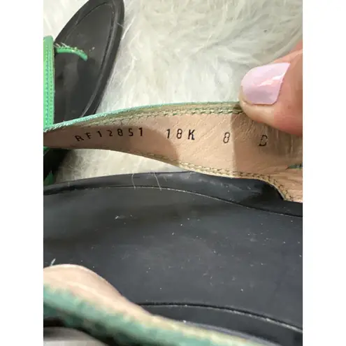 Salvatore Ferragamo Women's Sandals Thong Slide Leather Green Patent Size 8