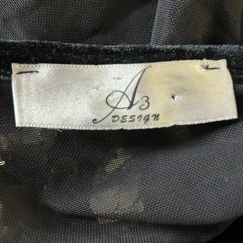 A3 Design Bodysuit Juniors Womens L Black Velvet Long Sleeve Angel Sequin Wings Size undefined