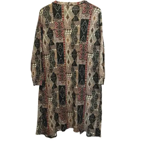 Western Fall Sweater Duster Cardigan Sz L Southwest Tribal Pocket Boho Retro NEW Brown Size L