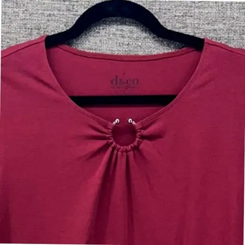 Denim And Co Womens Tunic Blouse Size L Wine Fall Modern Twist Classic Silhoutte Red Size L