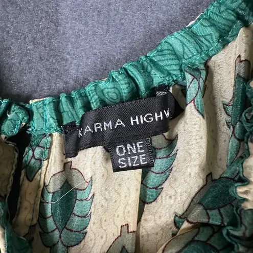 Karma Highway Womens One Size Green Printed Pullover Lightweight Boho Dress