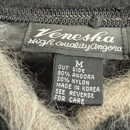 Venesha Vintage Angora Soft Black Cardigan Cozy Minimalist Boho Aesthetic Medium