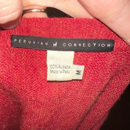 Peruvian Connection red alpaca v-neck elevated basics sweater - Image 3