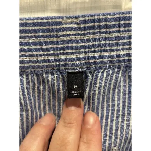 Talbots  Blue‎ Striped Linen Blend the Easy Drawstring Pant Women’s Size 6