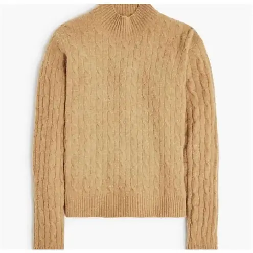 J.Crew extra soft camel cableknit mock neck sweater xs Tan