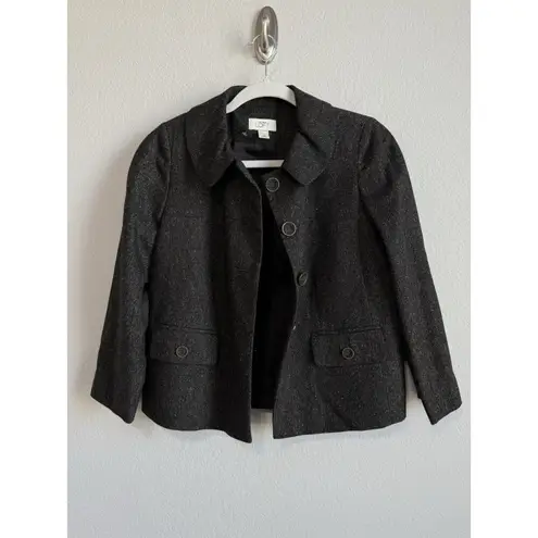 Ann Taylor Loft Women’s Size 4 Blazer Wool Blend Brown Tweed Suit Jacket Lined