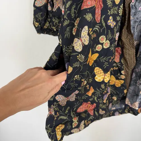 Black floral handmade kimono cardigan with butterflies Size M