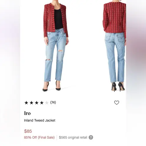 IRO $500 retail Inland Tweed Blazer Jacket