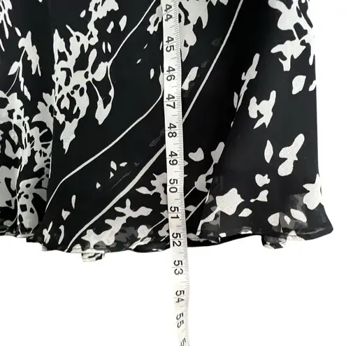 ICE Vtg Y2K Silk Maxi Dress 12 Black White Chiffon Floral Romantic Whimsygoth