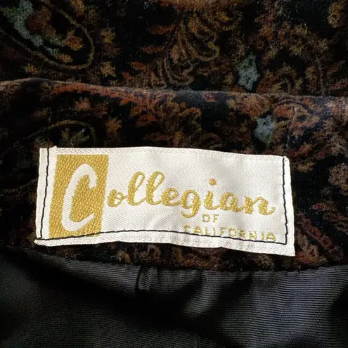 Vintage 1960's Paisley Floral Velvet Blazer Jacket 12 Mid Century Retro USA Made