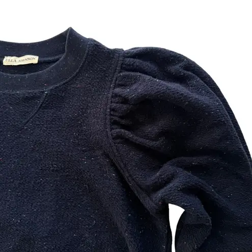 Ulla Johnson Philo Puff Sleeve Top Size Small Navy Blue Cotton Tweed Designer - Image 4