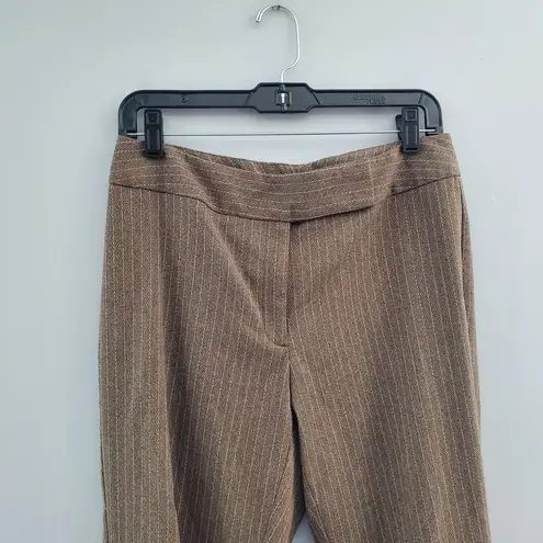 R.Q.T Striped Cuffed Ankle Pants Suit 8 Brown