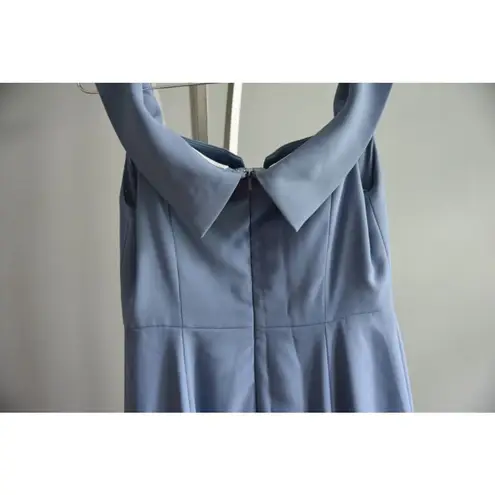 Dessy Collection Vivian Diamond Dress Larkspur Blue Floor length Gown Formal 6