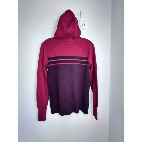 Eddie Bauer  Engage Red Ribbed Knit Two Way Zip Hoodie Medium Nordic Celtic Knit