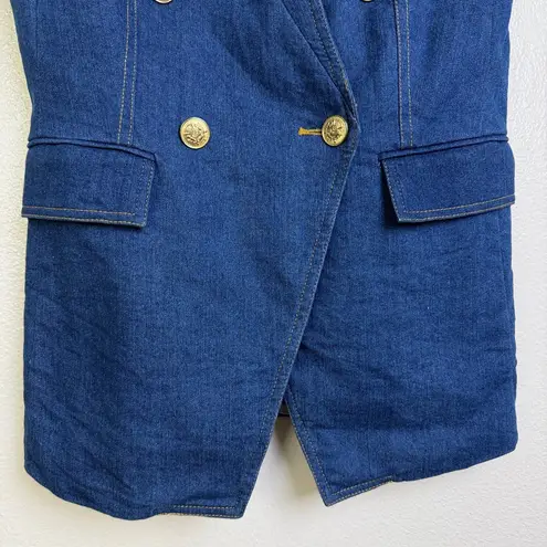 Jason Wu Denim Vest Jacket Womens Small Blue Button Up Gold Casual Cotton