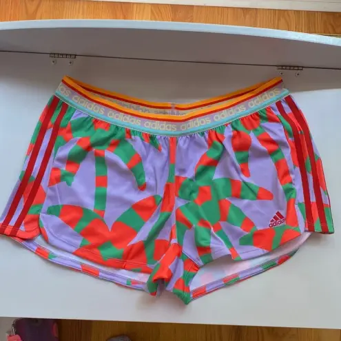 Farm Rio x Adidas Collab Pacer 3-Stripe Knit Shorts Bright Pattern Size Medium - Image 5
