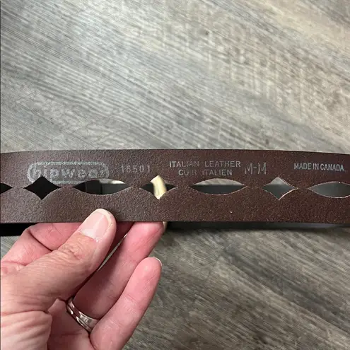 Hipwear Distressed Laser Cut Dark Brown Belt Italian Leather Made in Canada M