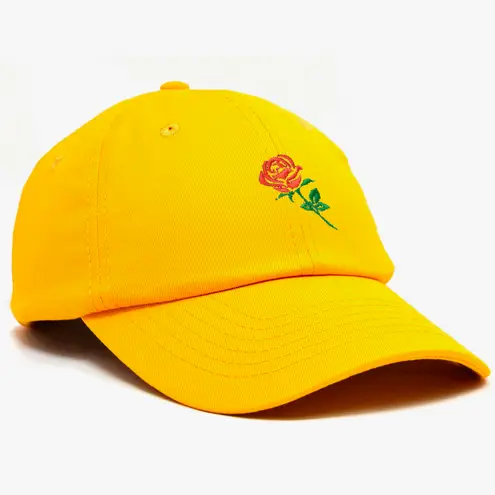 Yellow Rose Embroidered Baseball Hat