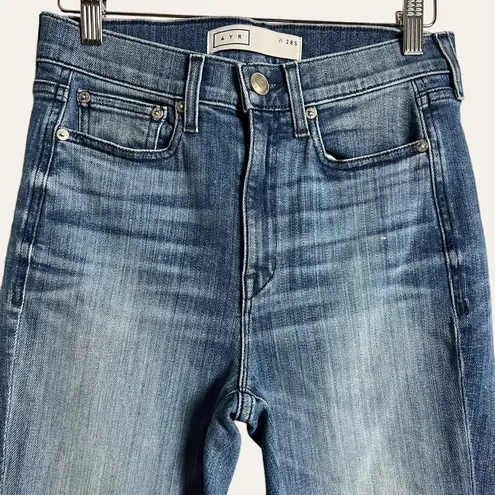 AYR The Bomb Pop Straight Leg Raw Hem High Rise Denim Blue Jeans Size 28S